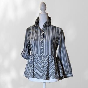 Love Notes Black and White Striped Button Down Shirt